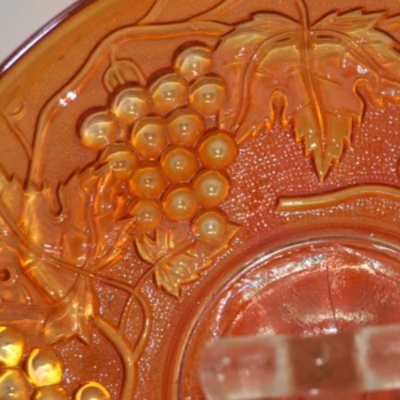 Vintage Imperial Carnival Glass Grape Design Candy Dish, Serving Dish - Picture 7 of 9